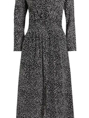 Maje Rosila Black and White Printed Long Sleeve Midi Dress